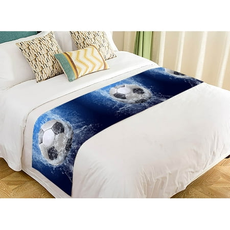 YKCG Water Drops Soccer Ball World Cup Bed Runner Bedding Scarf Size 20x95 inches