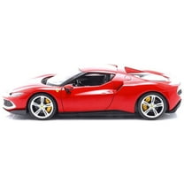 Ferrari 296 GTB Assetto Fiorano Red with White Stripes "Race   Play" Series 1/18 Diecast Model Car by Bburago