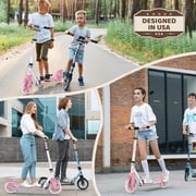 UPGO Kick Scooter for Ages 6+, Kids, Teens & Adults, 240 lb Max Load, Foldable, 8-Inch Wheels, Pink