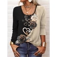 thumbnail image 2 of Camisetas de cuello redondo y manga larga para mujer, blusas tipo túnica, blusas estampadas, 2 of 3