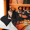 thumbnail image 4 of Homewish Cartoon Monogrammed C Bedding Comforter Set for Kids Boys, Cartoon Basketball Lover Twin Comforter Sets, Black Reversible, 2 Pieces, 4 of 7