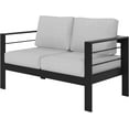 thumbnail image 7 of RoyalCraft Patio Furniture Aluminum Loveseat, All-Weather Outdoor 2 Seats Sofa Couch, Black Metal Chair with Light Grey Cushions, 7 of 7