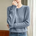 thumbnail image 4 of Edvintorg Cardigans for Women Knitting Cotton Long Sleeve Crew Neck Casual Button Down Sweater Women Clothes S-2XL Gray, 4 of 5