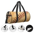 thumbnail image 5 of Xecao Vintage Baseball print Round Travel Duffel Bag is a foldable gym bag with an inner pocket, perfect for travel sports, 5 of 8