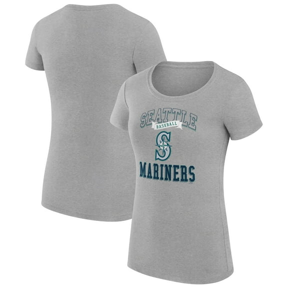 Women's G-III 4Her by Carl Banks Heather Gray Seattle Mariners Super-Slim Fit Lightweight Team Logo Graphic T-Shirt