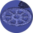 thumbnail image 1 of Ahgly Company Tapis Rond Lavable en Machine Intérieur Transitionnel Bleu Cobalt, 3 Pieds Rond, 1 of 7