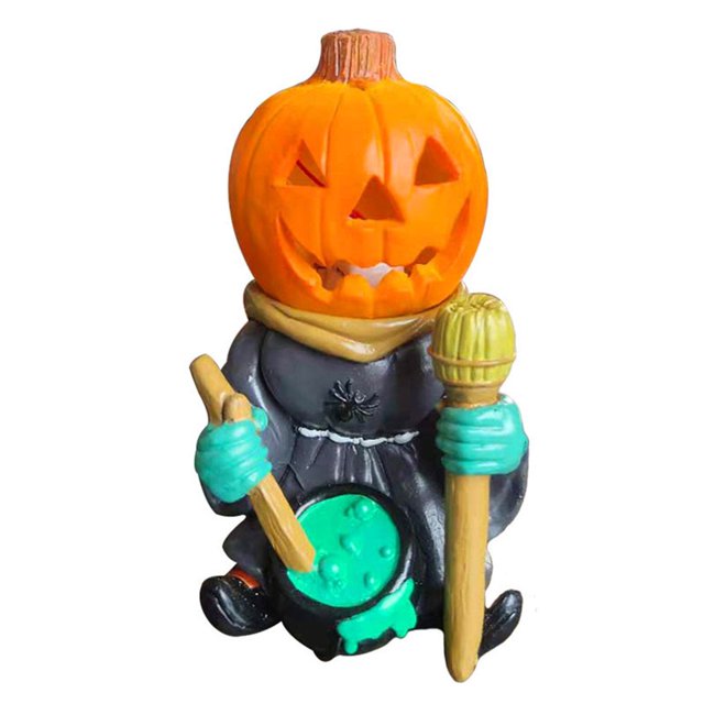 Boc Desktop Statue Fade-Resistant Smooth Edge Energy-saving Non-Glaring Eco-Friendly Enhance Atmosphere Resin Halloween Party LED Pum