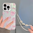 thumbnail image 1 of Pearl Chain Phone Cases For Samsung Galaxy S24 S23 Note 20 Ultra S20 FE S21 S22 Plus Case Matte Laser Colorful Bumper Armor, 1 of 1