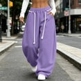 thumbnail image 6 of High Waist Sweatpants for Women,Wide Leg Elastic Drawstring,with Pockets,Solid Color Casual Baggy Pants for Daily Wear, 6 of 7