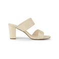 thumbnail image 3 of BLISSFUL STEP Women's Open Toe Chunky High Heel Slide Sandals Beige 9.5, 3 of 7