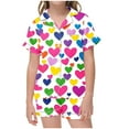thumbnail image 5 of Auroural Kids Pajama Sets Girls Button Front Pajama Top & Shorts Set, Heart Shaped Print， 2-Piece, Sizes 2-14 & Plus, 5 of 6