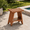 Dark Wood-18", variant on SOBREMESA 18" Outdoor Patio Seat with Shelf, Waterproof Teak-Finish Bench for Garden, Porch, Balcony and Poolside
