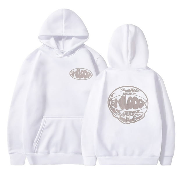 MHFRRA Sudadera Informal de Terciopelo con Capucha para Hombre y Mujer, Sudadera Holgada con Estampado de Hop, Sudadera Deportiva Blanco