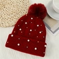 thumbnail image 2 of Winter Warm Knit Pearls Beanie Hat Skull Cap Pom Beanies for Men Women, 2 of 3
