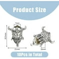 thumbnail image 2 of 10Pcs Tibetan Style Alloy Beads Small Viking Skull Beads Antique Silver Viking Beard Beads Large Hole Norse Rune Hair Beads Viking Pirate Spacer Beads for DIY Jewelry Making Hole: 7mm, 2 of 7
