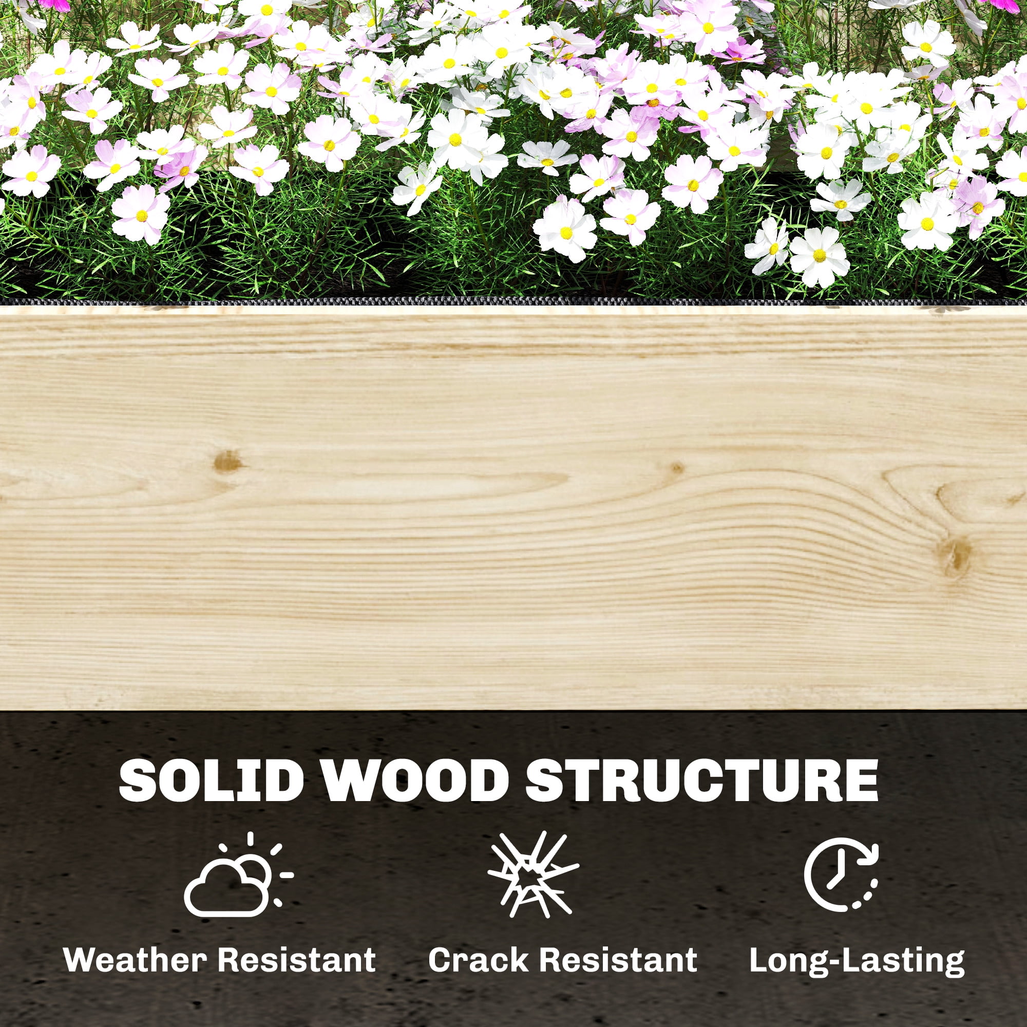 Outsunny 2-Tier Raised Garden Bed with Trellis, Elevated Planter Box for Climbing Plants, Natural
