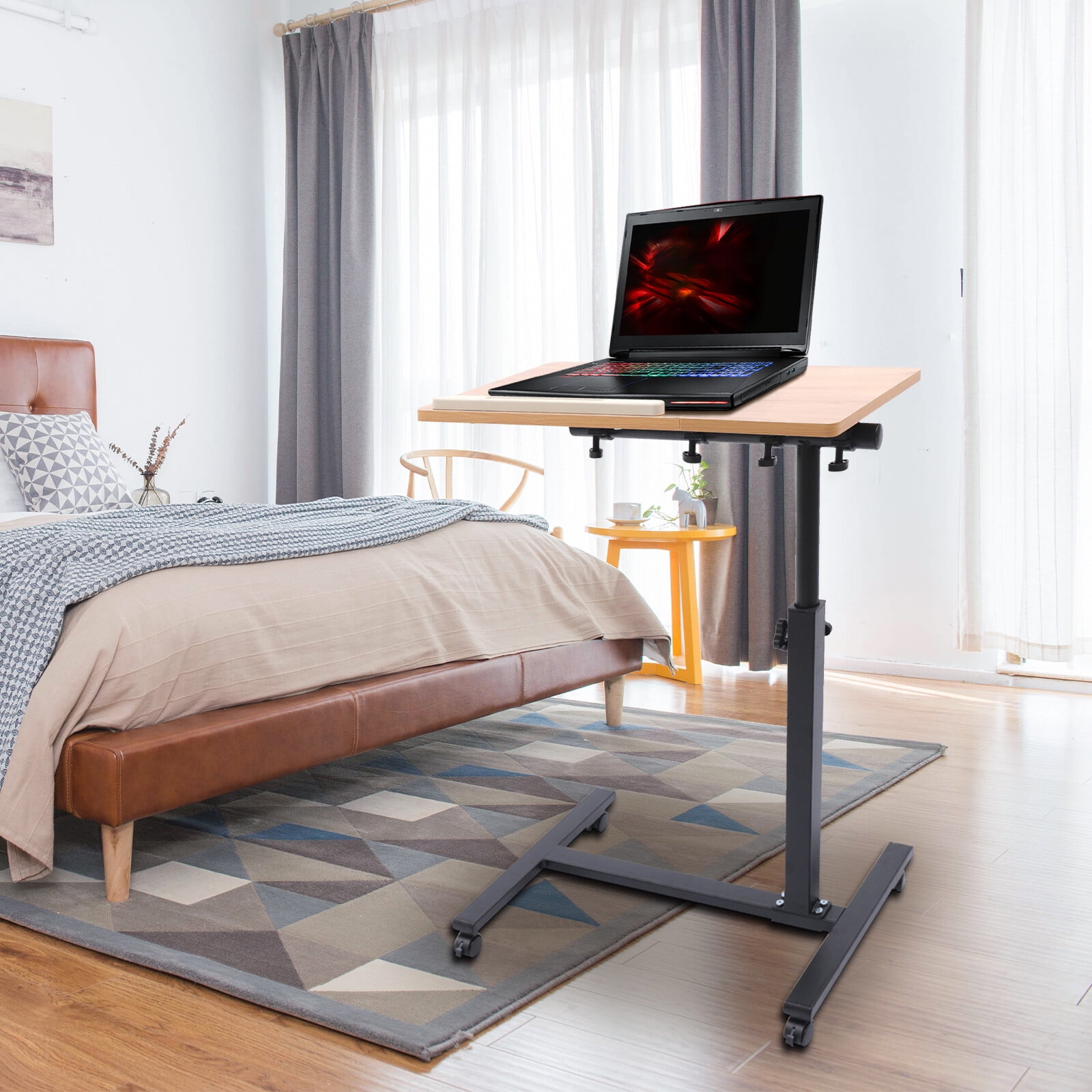Portable Laptop Desk Office Mobile Computer Stand Rolling Adjustable Table Cart