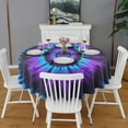 thumbnail image 2 of Blue Purple Tie Dye Pattern Round Tablecloth 60"x60",Wrinkle Wipeable Table Cloth for Kitchen Dining Room Picnic Patio Party, 2 of 6