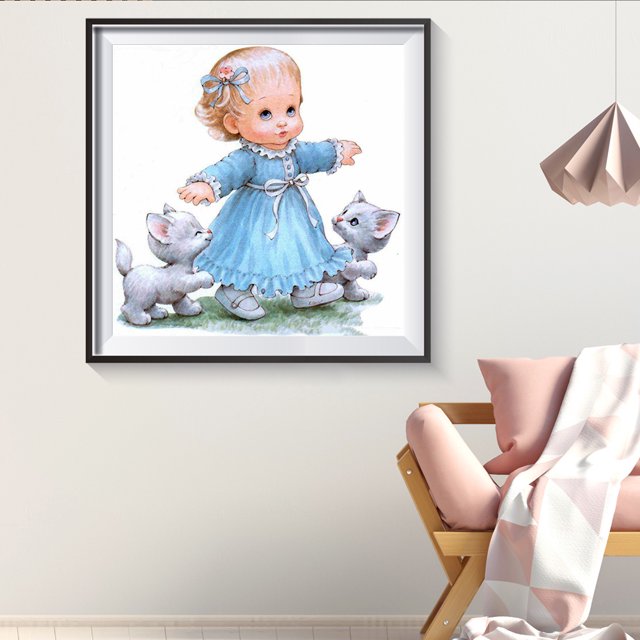 Cuadros Decorativos 5D DIY bebé niña diamante redondo completo pintura pared arte sala de estar decoraciones Ndcxsfigh Nuevos Originales