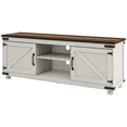thumbnail image 1 of HOMCOM Farmhouse TV Stand for up to 65" TV with Barn Doors Distressed White, 1 of 10