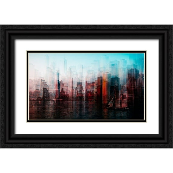 Chiriaco, Carmine 32x20 Black Ornate Wood Framed with Double Matting Museum Art Print Titled - Manhattan