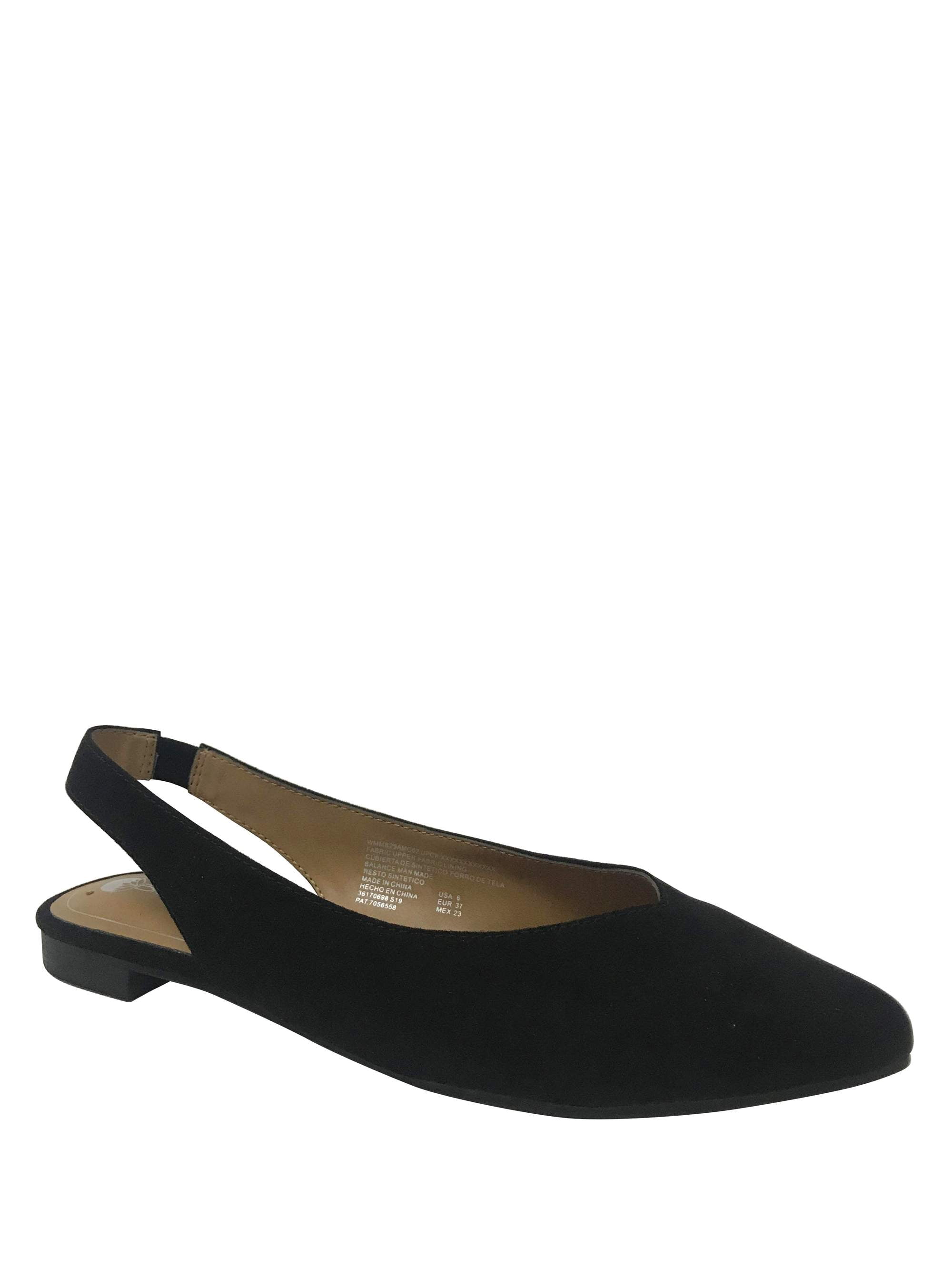 Big Buddha Women's Black Closed Toe Flats Faux Suede Top with Back Strap 