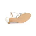 thumbnail image 5 of BLISSFUL STEP Women's Shoes Rhinestone Ankle Strap Kitten Heel Open Toe PU Buckle Sandals  White 7, 5 of 7