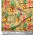 thumbnail image 1 of Soimoi Orange Cotton Jersey Fabric Lily & Pine Fruits Printed Craft Fabric by the Yard 58 Inch Wide, 1 of 1
