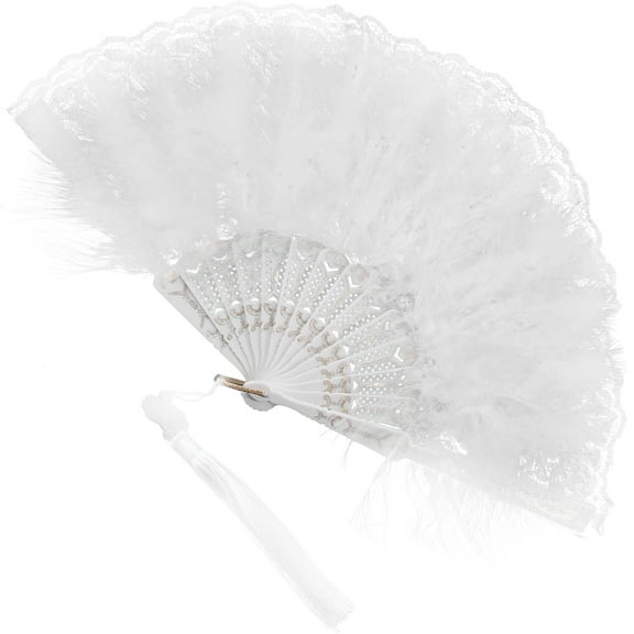 Pink Accessories Fan Plume Lace Hand Elegant Women's