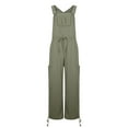 thumbnail image 4 of Kaemgyyd Bib Overalls for Women Casual Cotton Linen Sleeveless Adjustable Strap Romper Loose Cinch Bottom Jumpsuits with Pockets, 4 of 6
