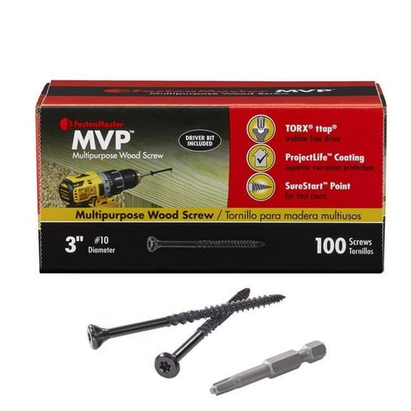 Fastenmaster 5055898 3 in. Torx Ttap Self-Tapping Wood Screws - Pack of 100