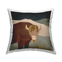 Stupell Industries Modern Highland Cow Decorative Printed Throw Pillow, 18 x 18