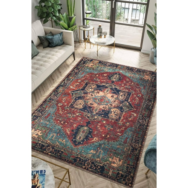 Alfombra Keen Home Design vintage de 90 x 150 cm, lavable a máquina