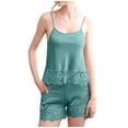 thumbnail image 1 of Mujeres Seda Pijamas Conjunto Pantalones Cortos Suspendente Casual V-Cuello Camisola Superior, Hielo Seda Encaje Recorte de Dos Piezas de Ropa de Dormir, Pijama Suave Conjunto para las Mujeres con Su, 1 of 7