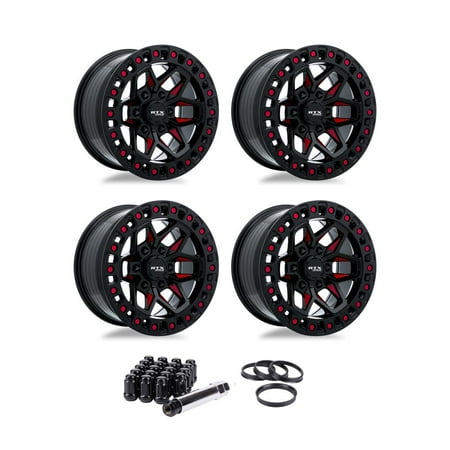 18 Inch Black Red Rims (Set of 4) for 2020-2023 Nissan Titan XD, RTX 82932-CO