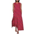 thumbnail image 2 of Women Dress Women's Summer Maxi Dress 2026 Women's Summer Fashion Printing Sleeveless V-Neck Dress Red S, 2 of 5