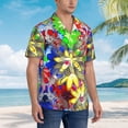 thumbnail image 5 of Peach Abstract Flower Hawaiian Shirts For Men, Summer Short-Sleeve Relaxed-Fit Button-Down Shirts Large, 5 of 9
