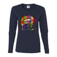 thumbnail image 2 of Wild Bobby, Colorful Painted Lip, Streetwear, Women Graphic Long Sleeve Tee, Navy, Medium, 2 of 5