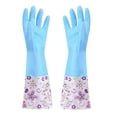 thumbnail image 5 of Xecvkr Winter Fleece Lined Rubber Cleaning Gloves, Long Cuff with Floral Sleeve, Anti-Slip Textured Grip for Dishwashing Kitchen Car Wash, 1 Pair, Size M, 5 of 7