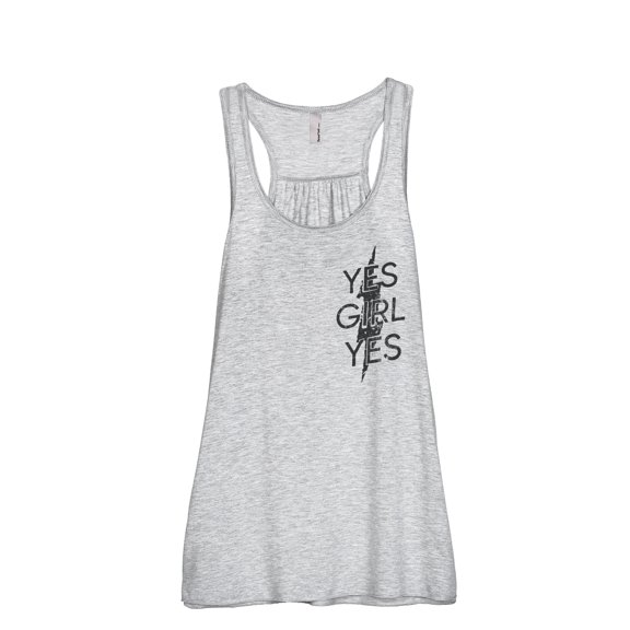Yes Girl Yes Women's Fashion Sleeveless Flowy Racerback Tank Top Sport Grey Medium