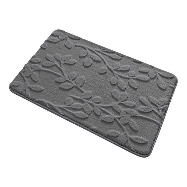 yulier Bathroom Rugs, Soft Absorbent Bath Mats, Solid Color Floral Leaf Bath Rug, Bathroom Floor Mat Door Mat, Quick Dry Bath Mats for Tub, Shower - Machine Washable, 16"x24", Dark Grey