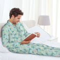 thumbnail image 6 of Naloa Sea Turtle Men’s Pajamas Set - Long Sleeve Button Down Sleep Shirt and Pajama Bottoms Sleepwear Set-Medium, 6 of 7