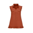 thumbnail image 3 of Kukoosong Women's Ruffle Sleeveless Shirt Mini Dress, Collar Button Down Tank Dress with Pocket, Solid Color Casual Summer Ruffle Hem Short Dress, 3 of 7