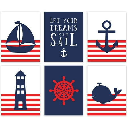 Koyal Wholesale Nautical Sailor Theme Nursery Hanging Wall Art Red Stripes Boat Anchor Lighthouse Whale Koyal Wholesale Nautical Sailor Theme Nursery Hanging Wall Art Red Stripes Boat Anchor Lighthouse Whale