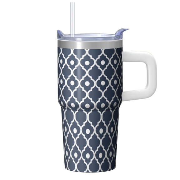 20oz Stainless Steel Coffee Cup with Lid and Straw - Double Wall Vacuum Insulated Boho Travel Tumbler, Leakproof Thermal Mug