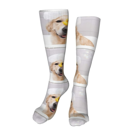 Rateoe The Dog Is Sitting In A Bubble Bath print Women's Men's Novelty 20in Crew Socks Cotton Socks Knee High Socks for Walking,Running,Nurses,Pregnancy-One Size