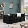 thumbnail image 3 of Boucle Loveseat Sofa 5 Seater, Modern Marshmallow Boucle Fabric Couches with Comfy Upholstered and 2 Accent Pillows for Bedroom Apartment Office (Black), 3 of 7