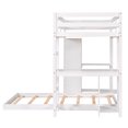 thumbnail image 7 of Twin over Twin Size Bunk Bed with Built-in Desk and 4 Storage Drawers, Solid Wood Bunk Bed Frame with Open Shelves and Full-length Guardrails, Space Saving Bunk Beds for Kids Boys Girls Bedroom, White, 7 of 7