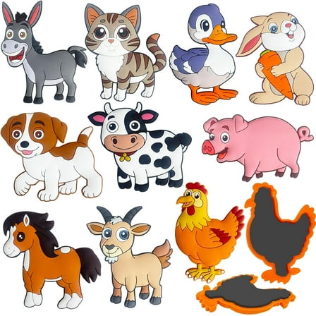 10 PCS Farm Animals Refrigerator Magnets, Large Size & Full Back Fridge Magnets, Cute Toy Magnet Educational Gift