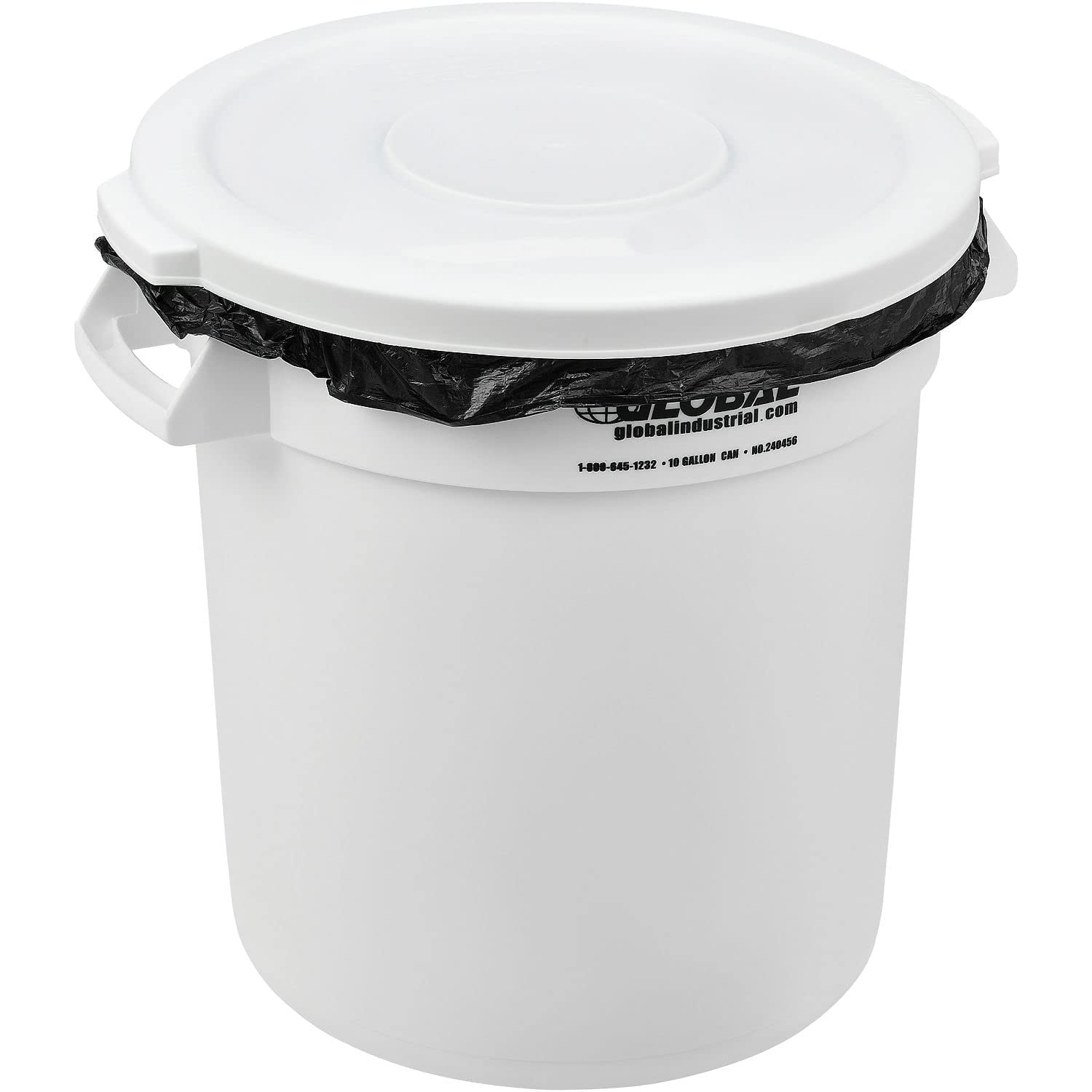 Global Industrial™ Plastic Trash Can with Lid - 10 Gallon Gray